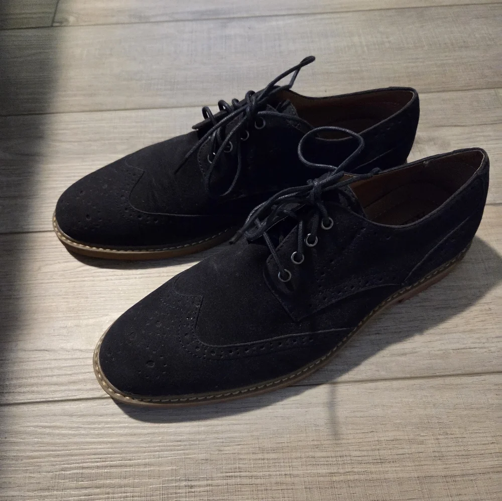 ALFANI MEN'S OWEN OXFORD BLUE SUEDE LACE UP SHOES SIZE 9.5